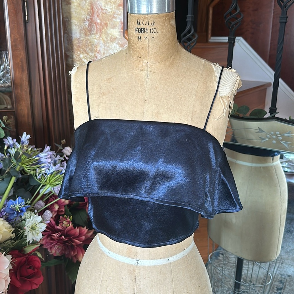 Silky Navy Crop Camisole